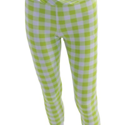 Year Of Ours Womens Plaid Pull On Leggings Lime Green White Size Extra Small